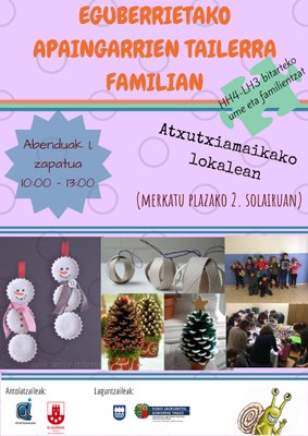  Eguberrietako apaingarriak egiteko tailerra familian 