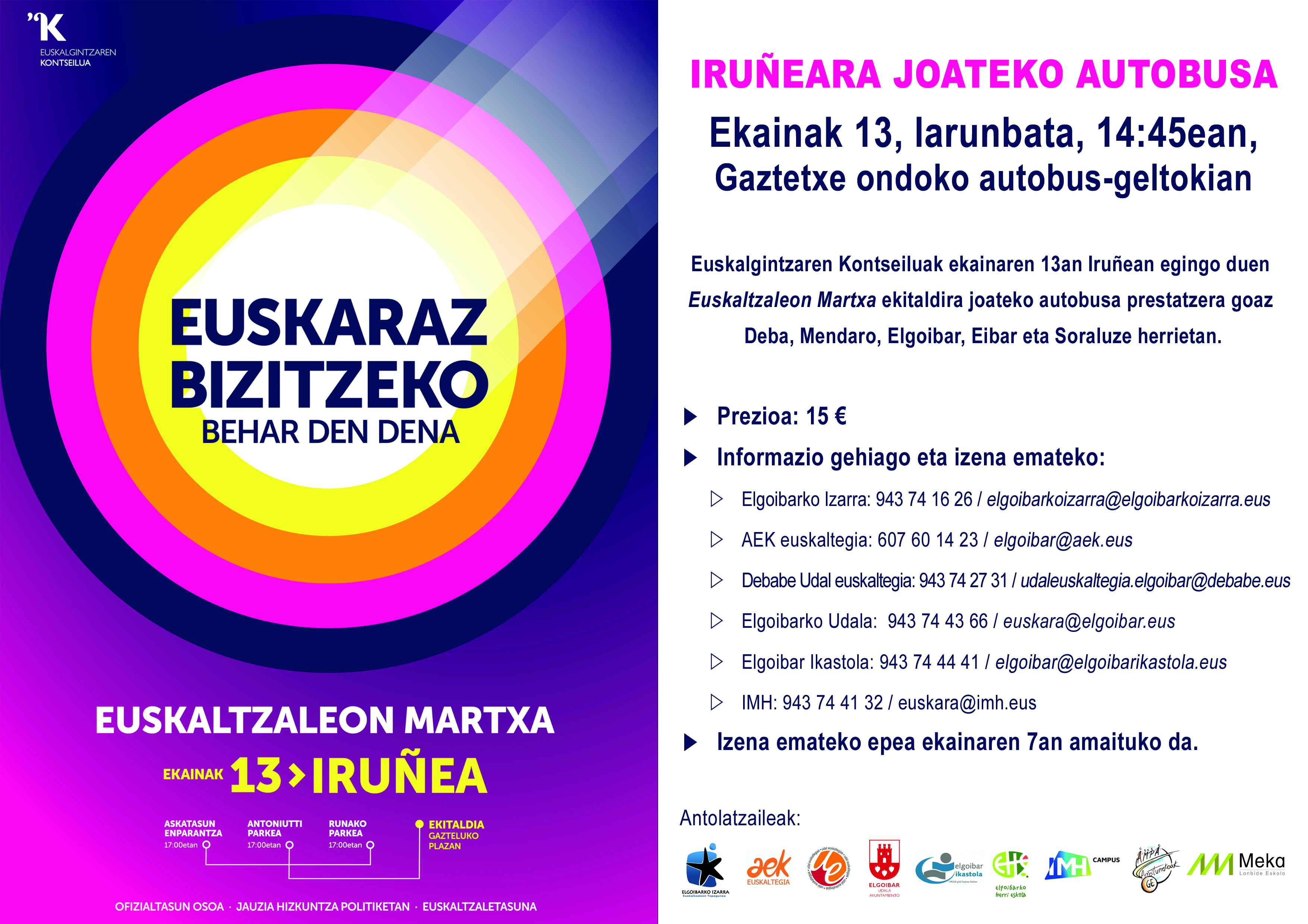 Euskaltzaleon Martxa: Iruñera joateko autobusa prestatu dugu     