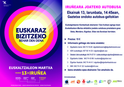 Euskaltzaleon Martxa: Iruñera joateko autobusa prestatu dugu     