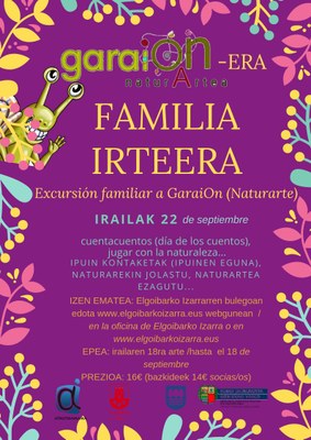 GaraiONera Familia Irteera. Ipuin eguna + NaturArtea