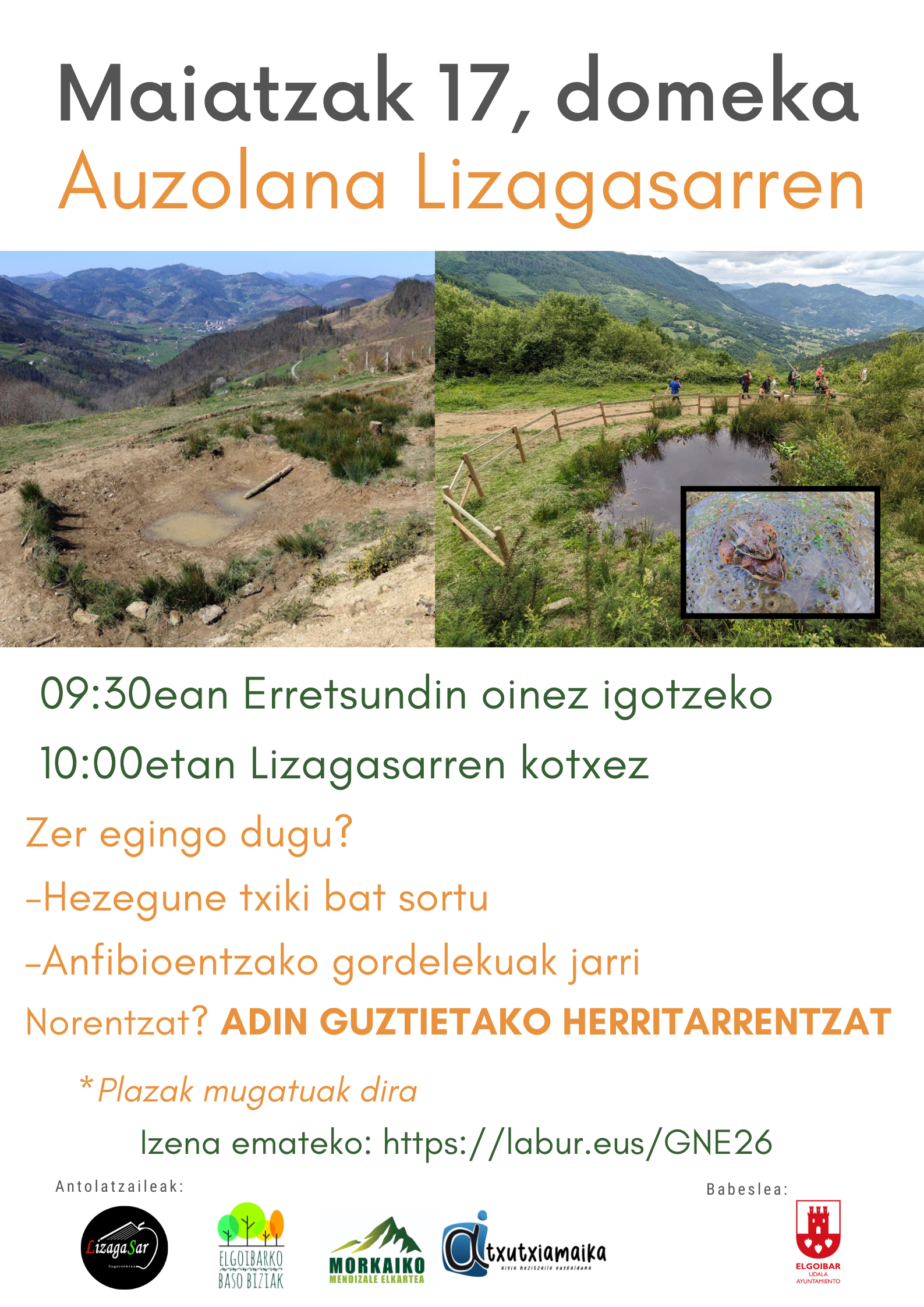 Lizagasarren hezegune txikia sortzeko auzolana