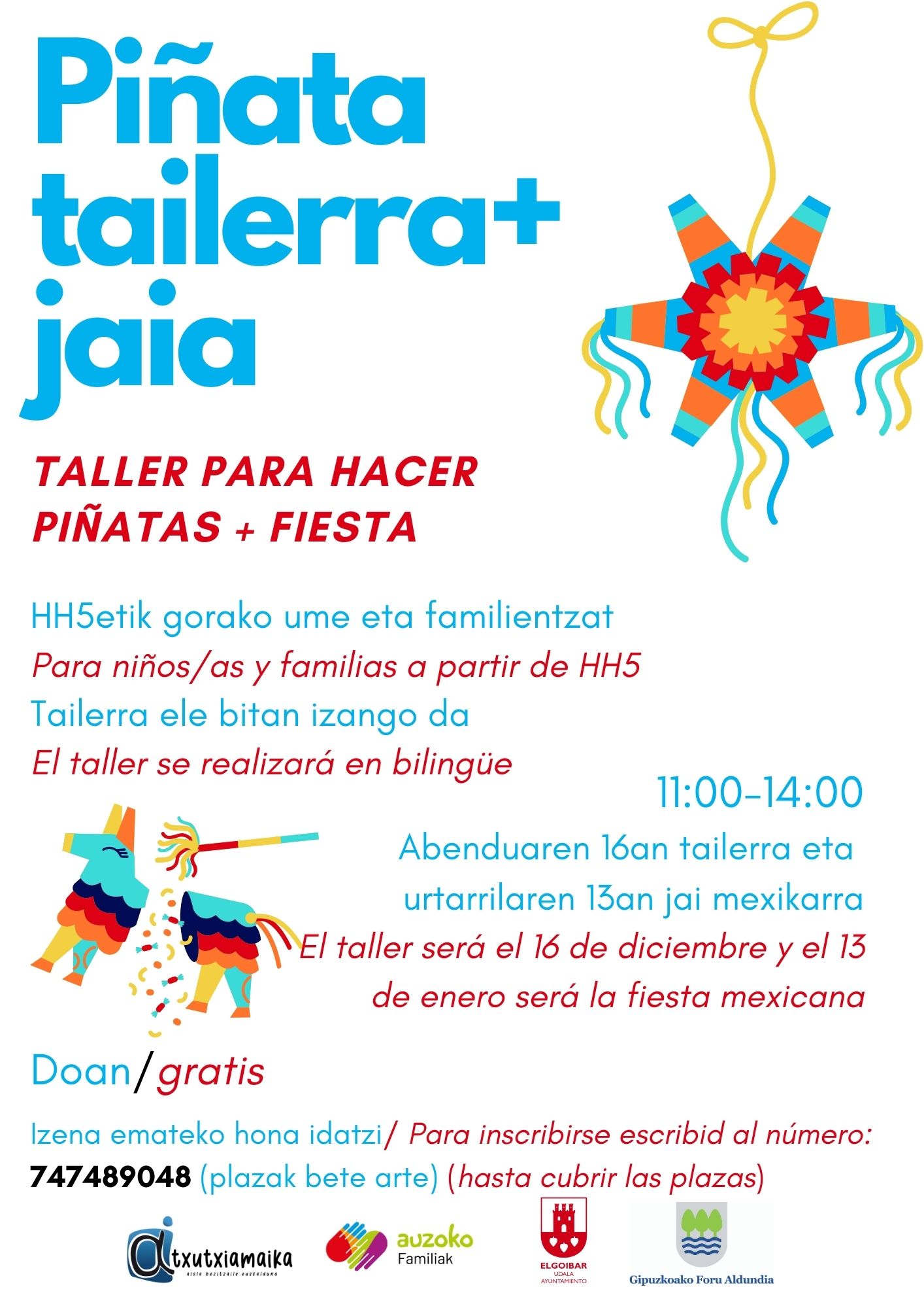 Piñata tailerra eta jai mexikarra familientzat