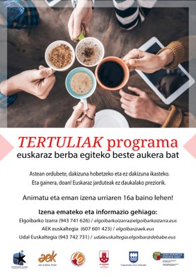 Urriaren 13an beteko da TERTULIAK programan izena emateko epea 