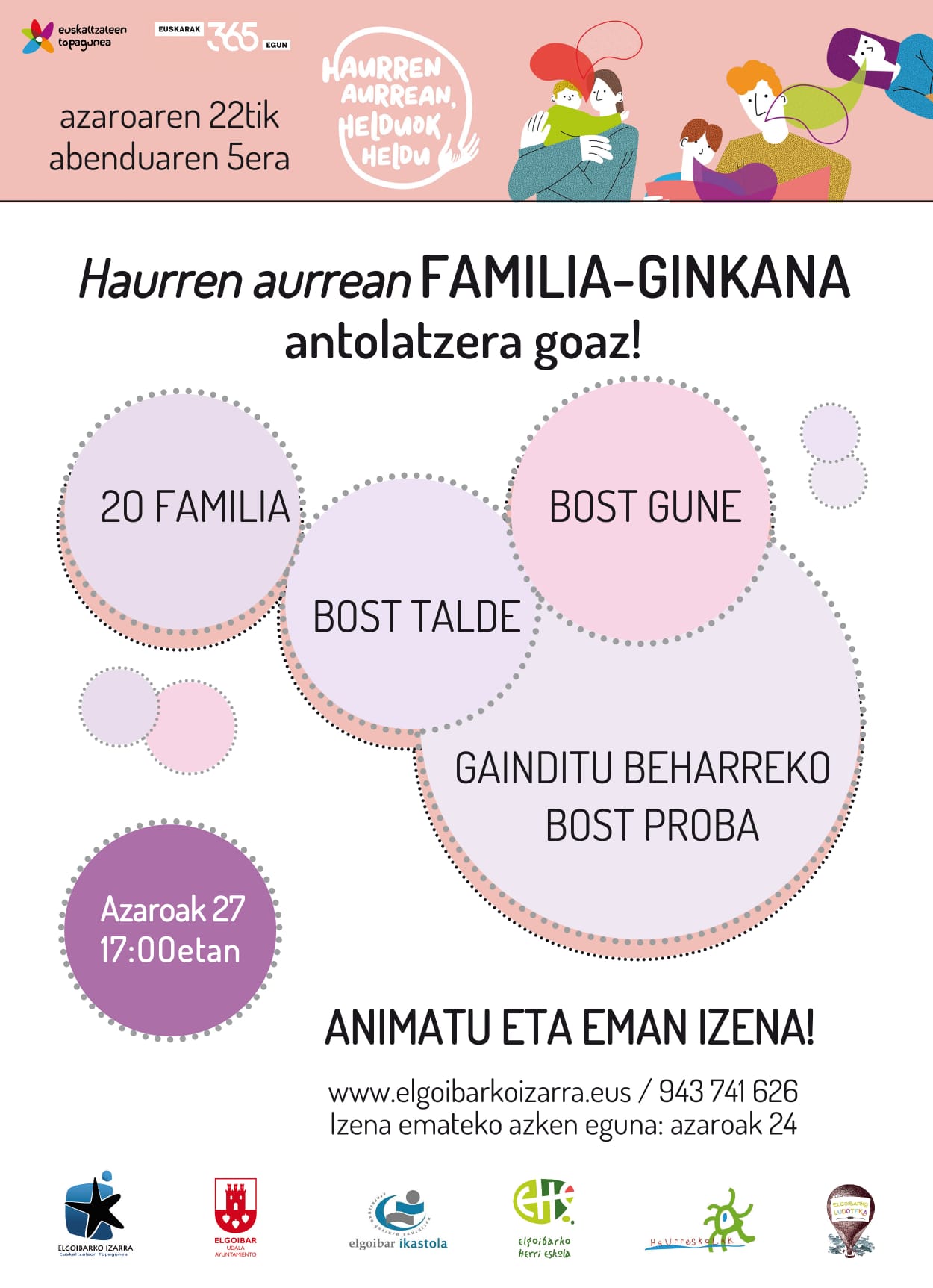  Zabalik dago Haurren aurrean FAMILIA-GINKANAn izena emateko epea. 